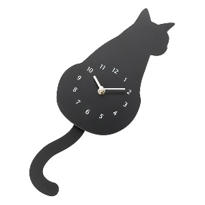 [NITORI] 꼬리가 움직이는 귀여운 고양이 벽시계 (건전지포함/블랙) 250817268700