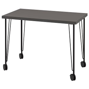 [IKEA] LINNMON 테이블(100X60)+KRILLE 바퀴다리세트 (다크그레이-블랙)